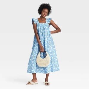 a new day Light Blue Floral Midi Dress